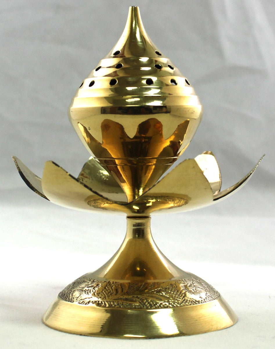 Burning Accessories - Large Brass Lotus Beehive Pedestal