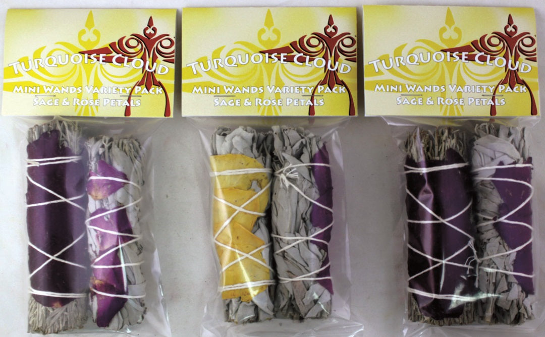 Turquoise Cloud Native American Products - Sage Wands, White Sage + Rose Petal Variety