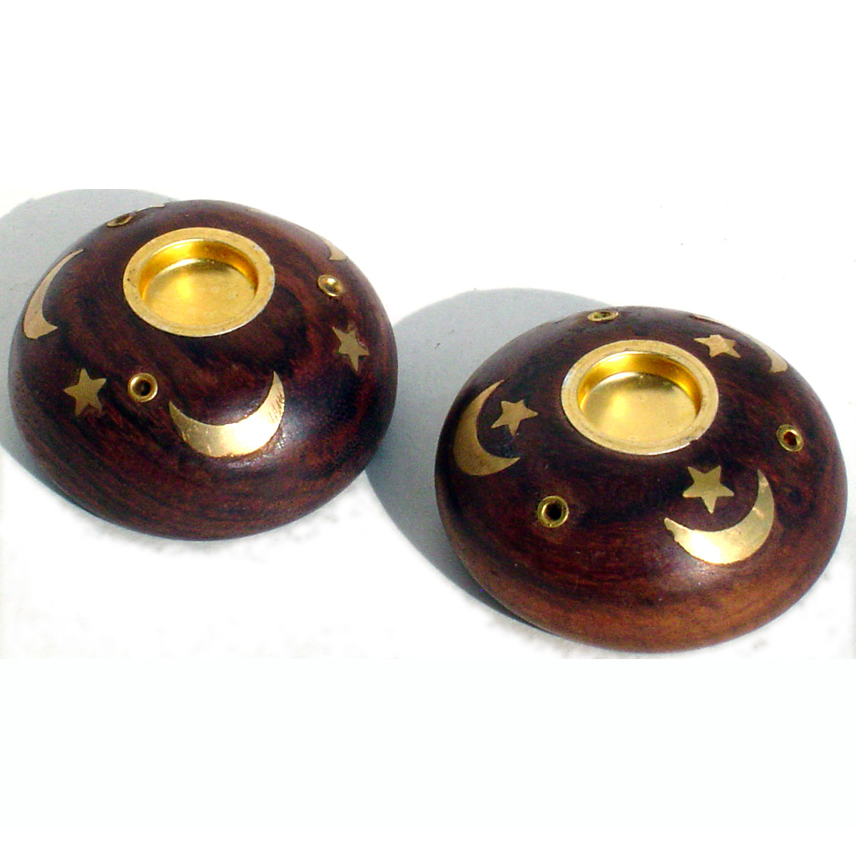 Wood with Brass Inlay Dome Holder