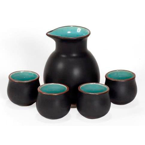 Sake Set - Black & Turquoise