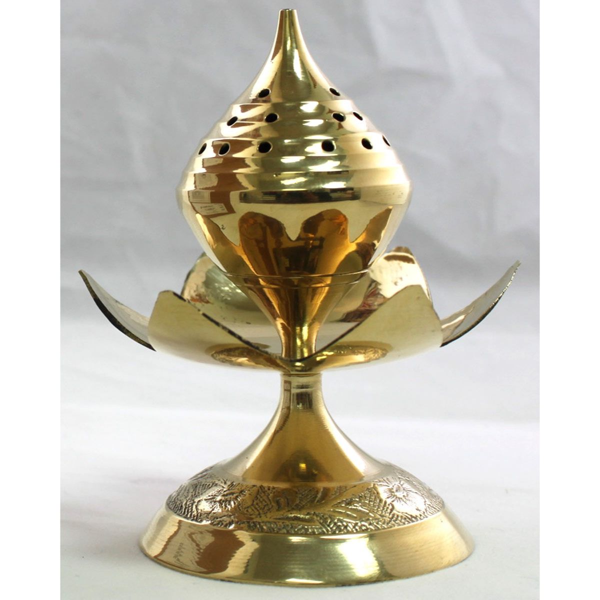 Brass Lotus Beehive Pedestal
