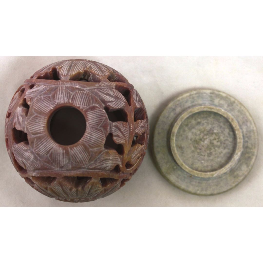 Soapstone Rose Carved Tea Light Holder
