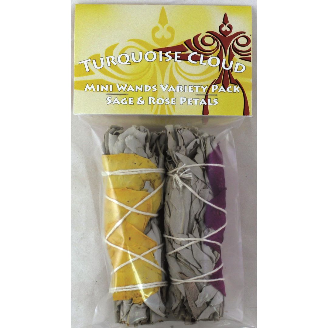 Turquoise Cloud Native American Products - Sage Wands, White Sage + Rose Petal Variety