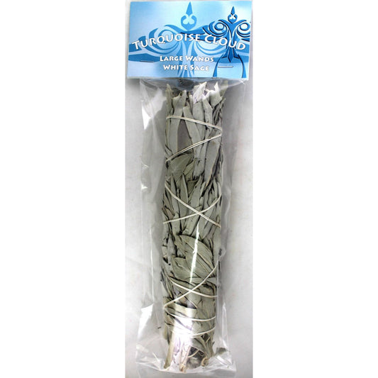 Turquoise Cloud - White Sage Wand, Large 9"-10"
